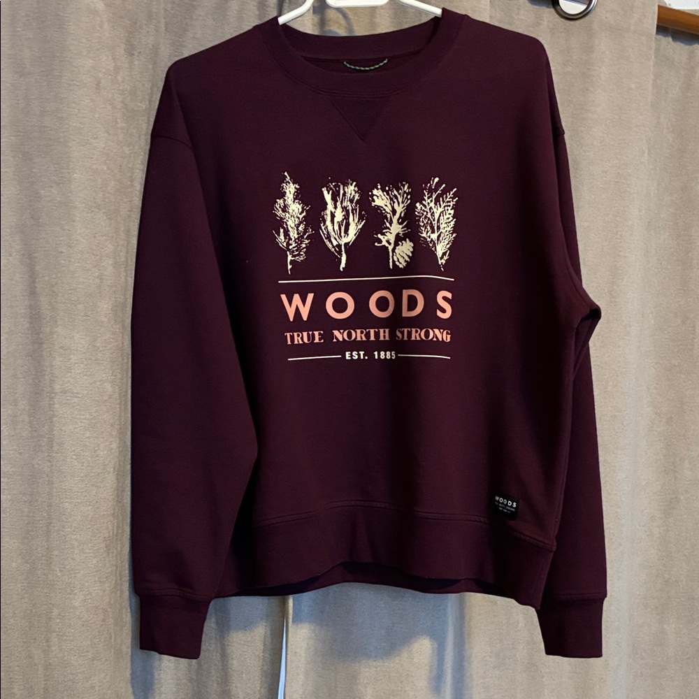 Maroon Graphic Crewneck Sweatshirt Woods True North String EST 1885